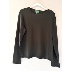 VTG 90s Lauren Ralph Lauren Womens Large Black Long Sleeve Cotton Old Money